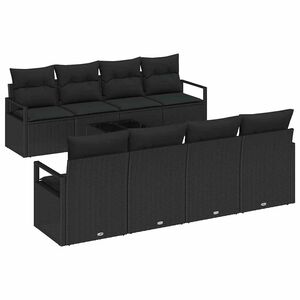 vidaXL Tr&auml;dg&aring;rdsoffset 9 st 8-Antal sittplatser Svart konstrotting