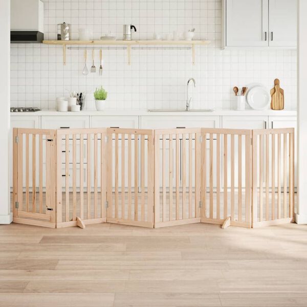 vidaXL Hundgrind med d&ouml;rr vikbar 6 paneler 300 cm poppeltr&auml;