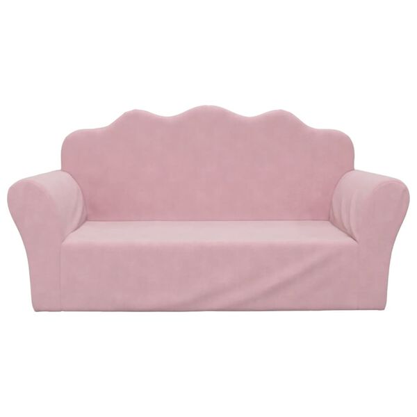 vidaXL Barnsoffa 2-sits rosa mjuk plysch