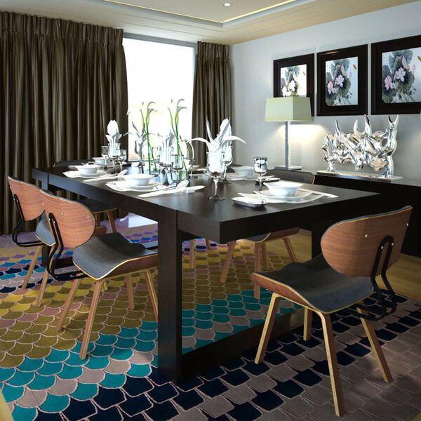 vidaXL Matstolar 6 st b&ouml;jtr&auml; och konstl&auml;der