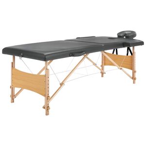 vidaXL Massageb&auml;nk med 2 zoner tr&auml;ram antracit 186x68 cm