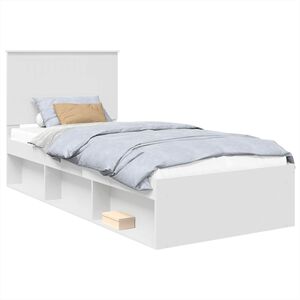vidaXL S&auml;ngram med huvudgavel Vit 90 x 190 cm Massiv furu