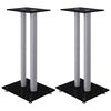 vidaXL H&ouml;gtalarstativ 2 st h&auml;rdat glas 2-pelarmodell svart & silver