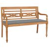 vidaXL Bataviab&auml;nk med gr&aring; dyna 120 cm massiv teak