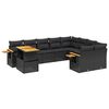 vidaXL Loungegrupp 10 delar med svarta dynor konstrotting