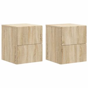 vidaXL V&auml;ggmonterat S&auml;ngbord 2 pcs Sonoma-ek 33 x 34,5 x 40 cm
