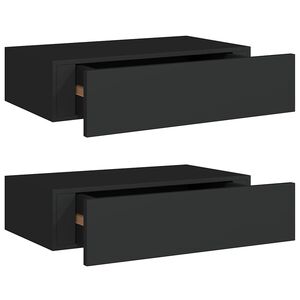 vidaXL V&auml;ggmonterade l&aring;dor svart 2 st 40x23,5x10 cm MDF