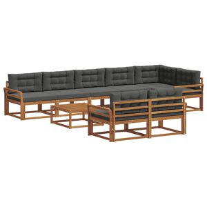 vidaXL Utomhussoffset med kudde 9 pcs Naturlig och Antracit