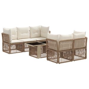 vidaXL Tr&auml;dg&aring;rdsoffset 6 st Beige konstrotting