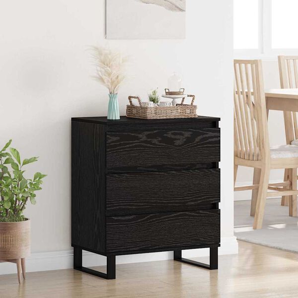 vidaXL Sideboard med l&aring;da Svart Ek 60 x 35 x 70 cm Konstruerat tr&auml;