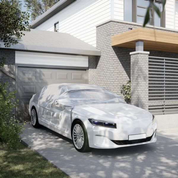 vidaXL Toppkapell f&ouml;r bil med krokar silver XL PEVA