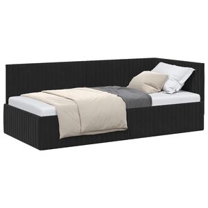 vidaXL H&ouml;rn S&auml;ngram med huvudgavel Svart 90 cm x 200 cm Sammet