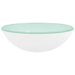 vidaXL Handfat h&auml;rdat glas 42x14 cm vit