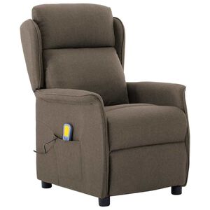 vidaXL Massagef&aring;t&ouml;lj med kudde Taupe 93.5 x 67.5 x 101.5 cm tyg
