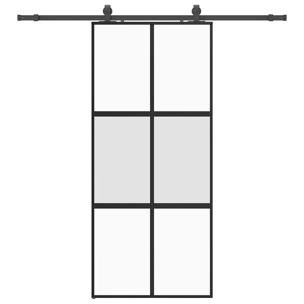 vidaXL Skjutd&ouml;rr med beslagssats svart 90x205 cm h&auml;rdat glas