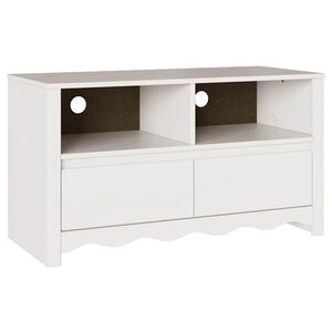 vidaXL TV-sk&aring;p med l&aring;da Drammen Vit 99 x 43 x 55 cm Massivt talltr&auml;