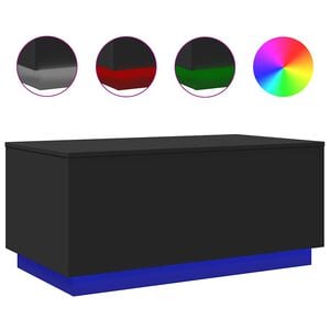 vidaXL Soffbord med LED svart 90x50x40 cm
