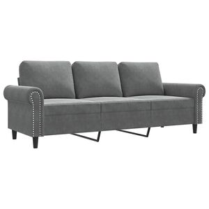 vidaXL 3-sitssoffa m&ouml;rkgr&aring; 180 cm sammet