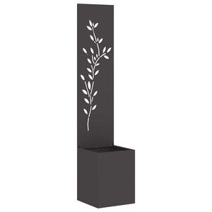 vidaXL Tr&auml;dg&aring;rds integritetssk&auml;rm Blommor Svart 32 x 32 x 150 cm