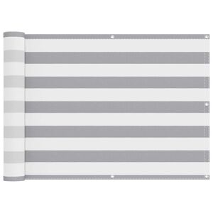 vidaXL Balkong Sk&auml;rm Ljusgr&aring; och vit. 75 x 200 cm PU-belagt oxford alu