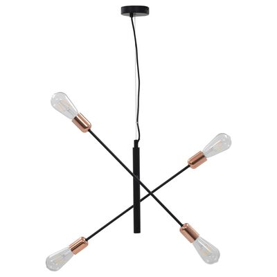 vidaXL Taklampa med glödlampor 2 W svart och koppar E27