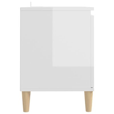 vidaXL TV-bänk med massiva ben vit högglans 103,5x35x50 cm