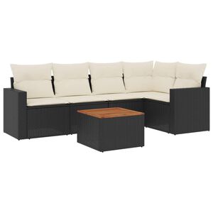 vidaXL Loungegrupp med dynor 6 delar svart konstrotting