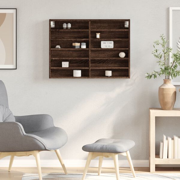 vidaXL Vitrinskåp brun ek 80x8,5x58 cm konstruerat trä