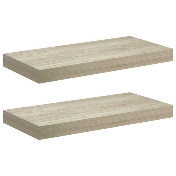 vidaXL Sv&auml;vande v&auml;gghyllor 2 st ek 50x23x3,8 cm MDF