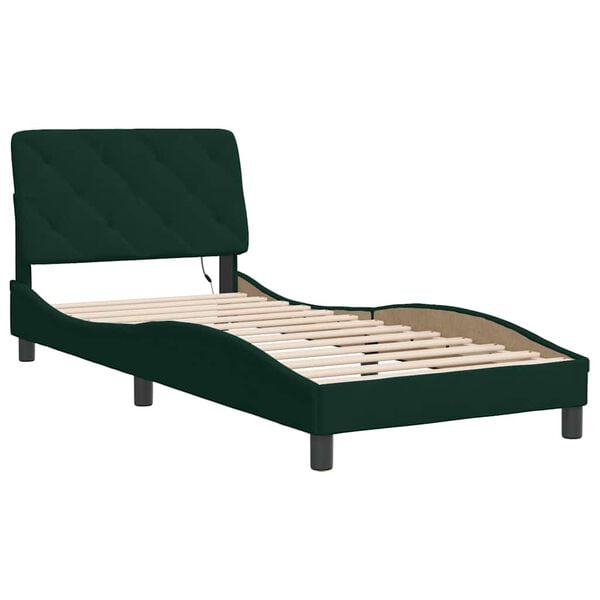 vidaXL Bed Frame with LED without Mattress Dark Green 80x200 cm Velvet