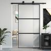 vidaXL Skjutd&ouml;rr svart 102,5x205 cm h&auml;rdat glas och aluminium