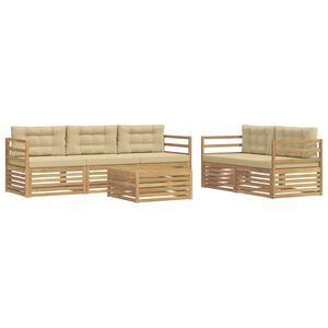 vidaXL Utomhussoffset 6 pcs Vit och Beige