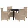 vidaXL Tr&auml;dg&aring;rdsm&ouml;belset 5 st Beige konstrotting