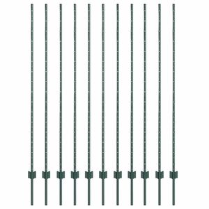 vidaXL Inb&auml;ddad staketpost 11 st Gr&ouml;n 200 cm Pulverlackerat st&aring;l
