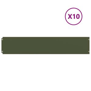 vidaXL Kant f&ouml;r gr&auml;smatta 10 st 20 x 103 cm Kallvalsat st&aring;l Olivgr&ouml;n