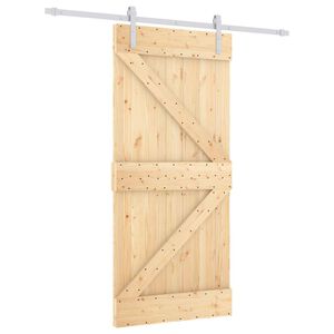 vidaXL Skjutd&ouml;rr Naturlig och vit 95 x 210 cm Massiv furutr&auml;d&ouml;rr