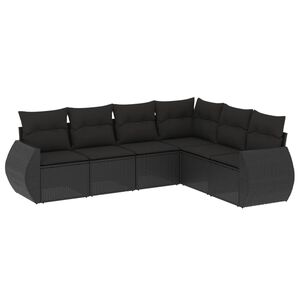 vidaXL Loungegrupp med dynor 6 delar svart konstrotting