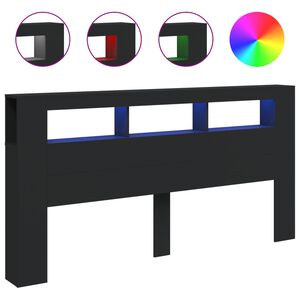 vidaXL S&auml;nggavel LED svart 200x18,5x103,5 cm konstruerat tr&auml;