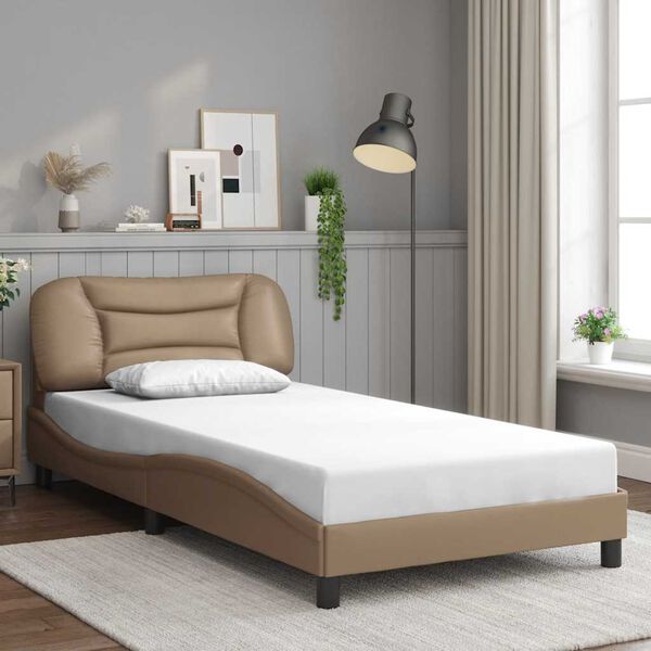 vidaXL Bed Frame without Mattress "Hvar" Cappuccino 100x200 cm Faux Leather