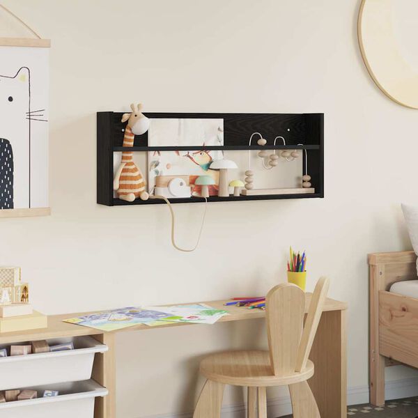 vidaXL Tidningshylla Svart Ek 80 x 12 x 30 cm Konstruerat tr&auml;