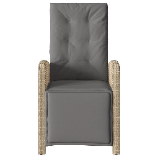 vidaXL Justerbar trädgårdsstol med fotstöd mixbeige konstrotting