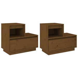 vidaXL S&auml;ngbord 2 st honungsbrun 60x34x51 cm massiv furu