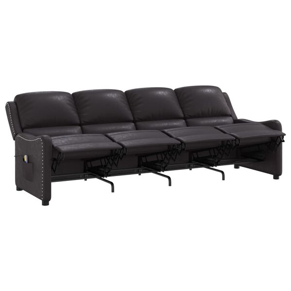 vidaXL Massagef&aring;t&ouml;lj 4-sits svart glansigt konstl&auml;der