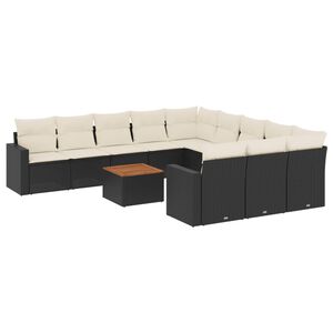 vidaXL Loungegrupp med dynor 12 delar svart konstrotting