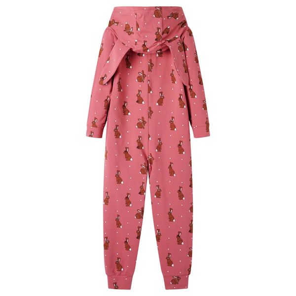 Barnpyjamas med huva gammelrosa 116