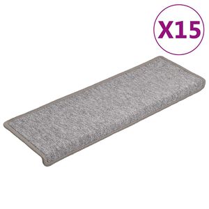 vidaXL Trappmattor 15 st 65x21x4 cm ljusgr&aring; rektangul&auml;r kant