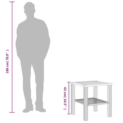 vidaXL Trädgårdsbord grå 40x40x42 cm konstrotting akaciaträ