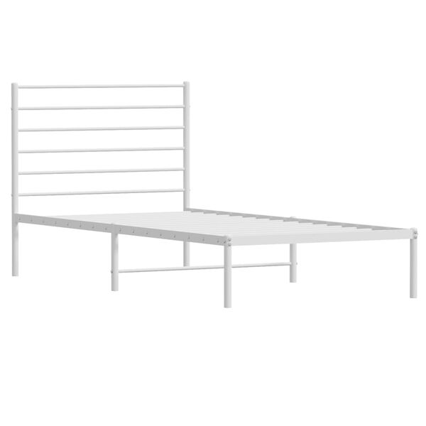 vidaXL Sängram utan madrass med huvudgavel metall vit 75x190 cm