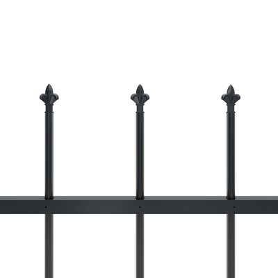 vidaXL Trädgårdsstaket med spjuttopp stål 5,1x1,5 m svart