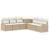 vidaXL Soffset 7 st Beige och kr&auml;mvit Poly Rattan och st&aring;l